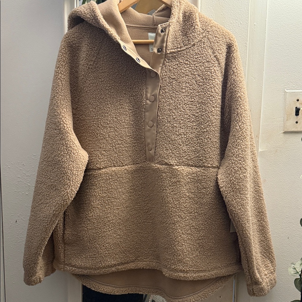 SO Cozy Tan Sherpa Pullover Hoodie